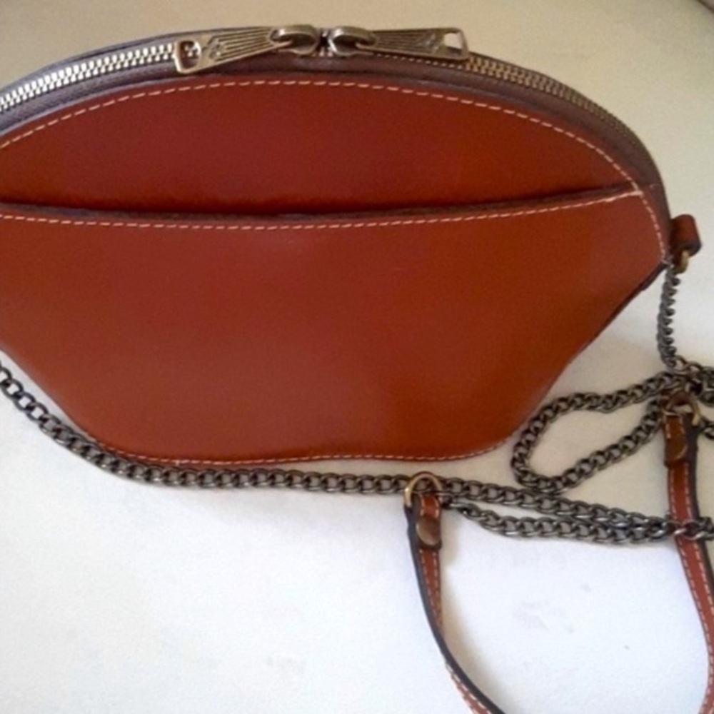 PATRICIA NASH Bag Purse Crossbody Handbag Leather Cognac Brown Silver